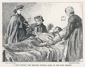 Caring Prints: Mother by Sick Sons Bed