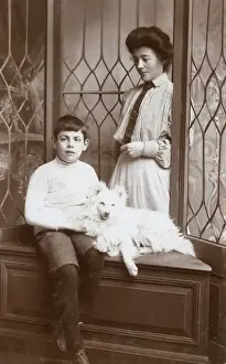 Eskimo Prints: Mother and son with an American Eskimo