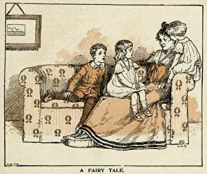 Folks Prints: Mother telling children a fairy tale