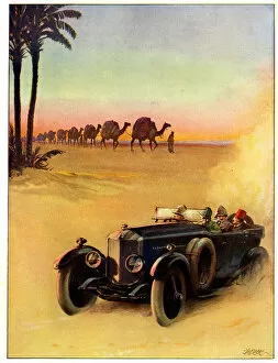 Climate Collection: Motor Car and Camel Train, Egypt