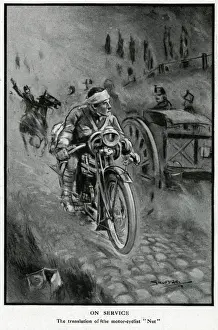Bandage Prints: Motor cyclist on the Western Front, WW1