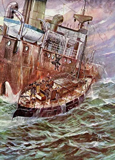 Lifeboats Prints: A Motor Lifeboat in action on the sea