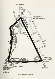 Blanche Prints: Motor racing circuit track at Dieppe, France