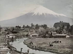 Mount Fuji, Fujiyama, from Omiya village, Japan