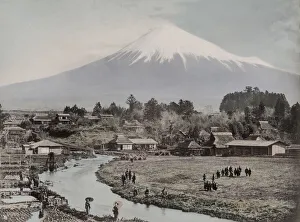Volcano Prints: Mount Fuji, Fujiyama, from Omiya village, Japan
