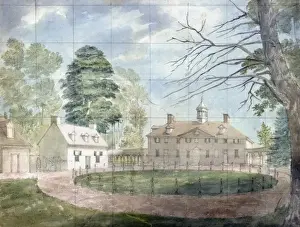 Drive Way Prints: Mount Vernon with outbuildings shown from the far side of th