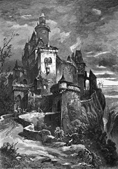 Steep Prints: Mountain castle in medieval Germany