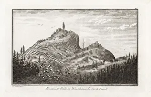 Mountain of hexagonal basalt columns at Detunata Goala, Transylv