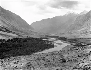 Mountain landscape with river, Kashgar, western China