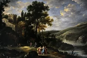 Images Dated 15th February 2012: A mountain valley with Diana and her nymphs by Jan Tilens (1
