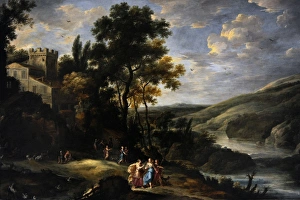 Nymphs Gallery: A mountain valley with Diana and her nymphs by Jan Tilens (1
