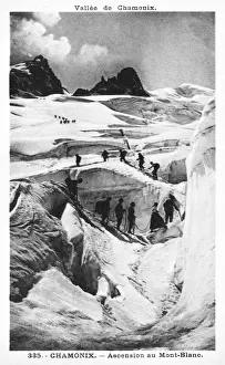 Mountaineers on a glacier on Mont Blanc - Chamonix