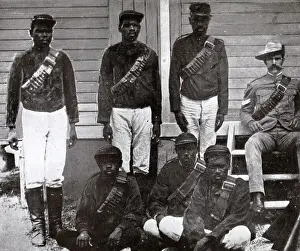 Tracker Prints: Mounted aborigine police with white officer, Queensland