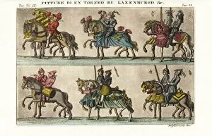 Images Dated 23rd January 2020: Mounted knights in armour in a procession, 15thC tournament