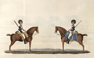 Rocket Collection: Two mounted troops from the British Army Rocket Brigade created in 1818 after the success of