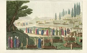 Othoman Collection: Mourners in a Muslim cemetery