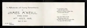 Greenock Prints: Mourning card, 1913