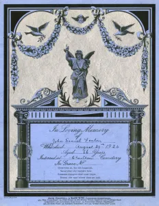 Images Dated 28th October 2015: Mourning card, 1924