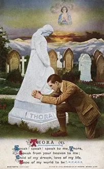 Mourns Prints: Mourning at the grave of his lost love Thora