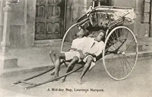 Midday Prints: Mozambique - Maputo - Two Rickshaw Boys take a nap