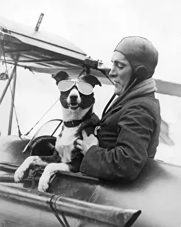 Barnard Prints: Mr Barnard and his dog Dan, who sometimes flew with him
