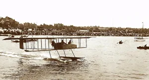 Fischer Prints: Mr Fischer in an early sea plane early 1900s