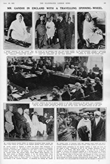 Images Dated 21st June 2017: Mr Gandhi in England with a travelling spinning-wheel, 1931