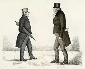Images Dated 10th December 2020: Mr George Sandy (c. 1777 - 1853), approaching Mr James Pedie (c