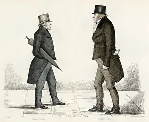 Images Dated 10th December 2020: Mr George Sandy (c. 1777 - 1853), approaching Mr James Pedie (c
