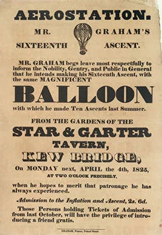 1820s Gallery: Mr Grahams balloon ascent, Kew Bridge