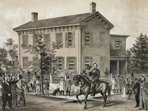 Mr. Lincoln. Residence and horse. In Springfield, Illinois