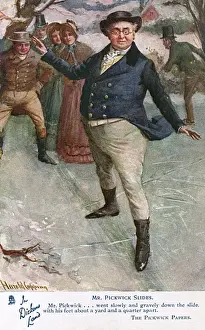 Mr Pickwick slides on the Ice - The Pickwick Papers