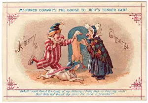 Mr Punch and Judy on a Christmas card