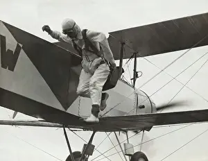 Stunts Prints: Mr Robert Wyndham, a One-Armed Stunt Parachutist Jumping?