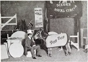 Acts Prints: Mr. Welch with the new performing clown donkey Ping Pong at the Comedy Theatre. Date: 1902