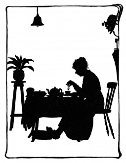 Images Dated 28th October 2011: Mrs Bobbity sitting at the breakfast table