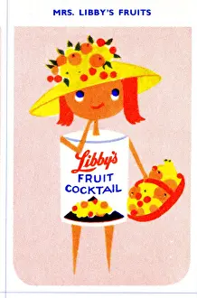 Cocktail Prints: Mrs Libbys Fruits - Fruit Cocktail