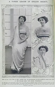 Pearls Collection: Mrs Ratan Tata, three studio portraits wearing sari