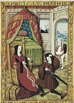 Cond Prints: Ms. n1475, 12r. (1475). Knight visiting a lady