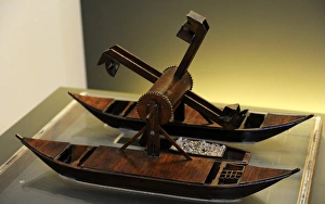 Mud Dredge, designed by Leonardo da Vinci. Manuscript E, she Mud Dredge, designed by Leonardo da Vinci. Manuscript E, she