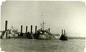 Mulberry Harbour off Arromanches, Normandy, France, WW2