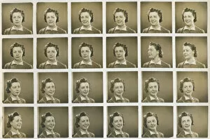 Angles Gallery: Multiple studio photographs of a young woman, 1940s. Date: 1940s