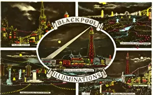 Multiview postcard, Blackpool Illuminations