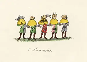 Mummers in animal masks, 14th century