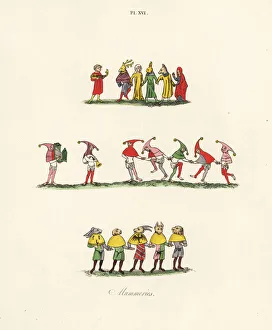Bagpipes Gallery: Mummers and fools, 14th century
