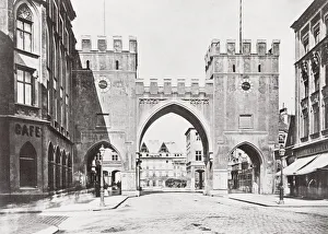 Munich city gate and street, Germany