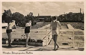 Munchen Prints: Munich - Outdoor beach and swimming pool - 1930s