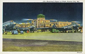 Terminal Prints: Municipal Airport at Night, Kansas City, Missouri, USA