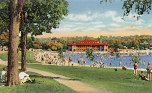 Geneva Prints: Municipal bathing beach, Lake Geneva, Wisconsin, USA Date: 1936