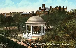 Municipal Prints: Municipal Gardens - Band Stand, Southport, Lancashire